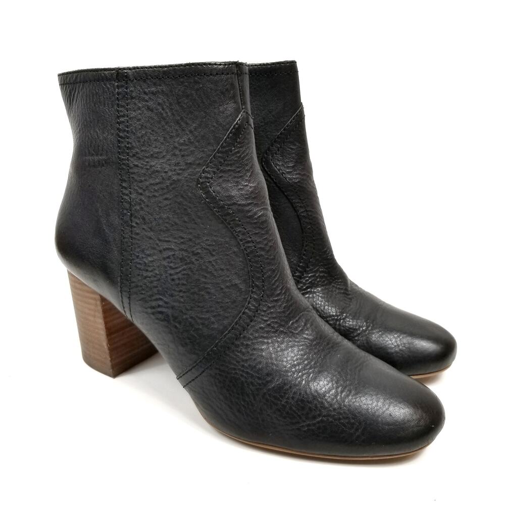 Lucky Brand Women's Sheirin Black Leather Block Heel Ankle Boots Size 10